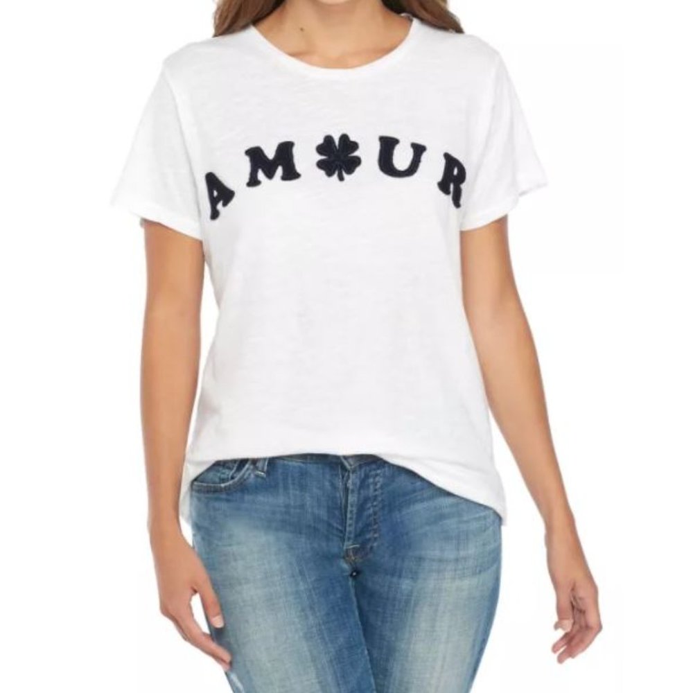 Lucky Brand Amour Graphic Tee Small, Lucky White